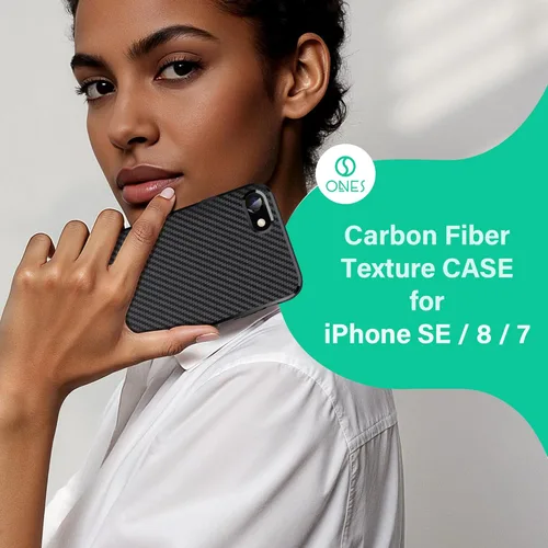 Miniatura 8 de ONES Funda delgada para iPhone SE3 SE2 SE / 8/7, patrón de fibra de carbono, funda protectora a prueba de golpes con diseño minimalista y prevención