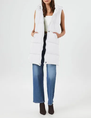 Miniatura 7 de Fiona Jolin Chaleco largo acolchado con capucha para mujer, abrigos de invierno acolchados sin mangas, chaquetas hinchadas