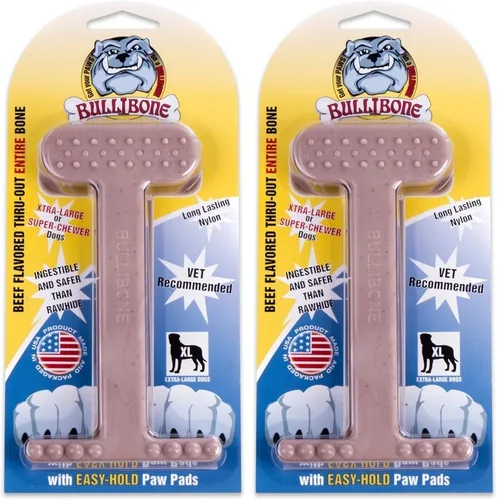 Miniatura 41 de Bullibone Juguete masticable de nailon para perros masticadores agresivos, hueso de higiene dental con sabor a tocino, juguetes duraderos