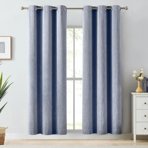 Miniatura 10 de Melodieux Elegantes cortinas opacas de algodón para oscurecer la habitación, para sala de estar, dormitorio, con aislamiento térmico, paneles