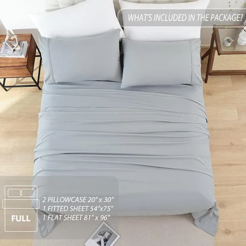 Miniatura 6 de Whitney Home Textile Sábanas de cama de tamaño completo, sábanas de microfibra suave para hotel, tamaño completo, bolsillo extra profundo, juego