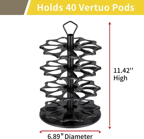 Miniatura 2 de FlagShip Soporte para cápsulas de café de 4 niveles con sistema de carrusel para almacenamiento de cápsulas Vertuo (capacidad de 40 cápsulas)
