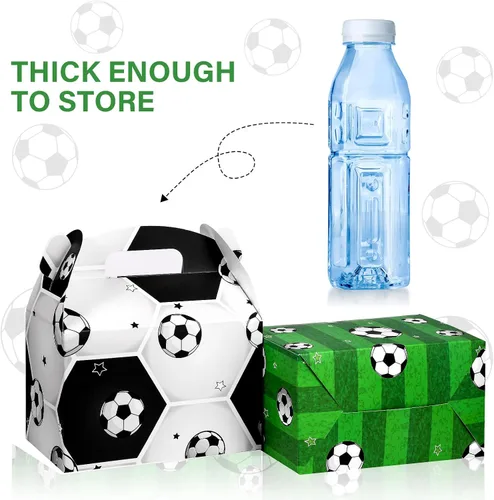 Miniatura 3 de Outus Paquete de 16 cajas de golosinas de fútbol, bolsas de dulces de fútbol, bolsas de regalo de fiesta de cumpleaños, cajas de papel para galletas