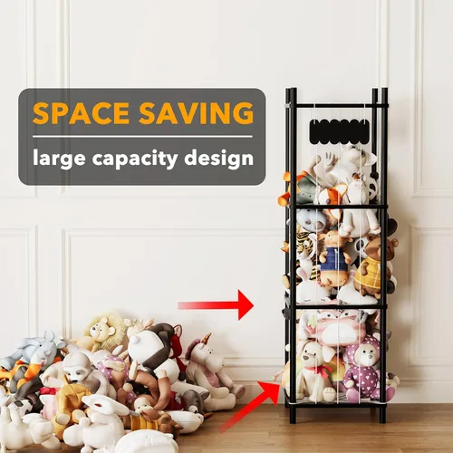 Miniatura 3 de SpaceAid Organizador de Almacenamiento de Animales de Peluche, Soporte de Almacenamiento de Juguetes de Peluche del Zoológico de Animales de Madera