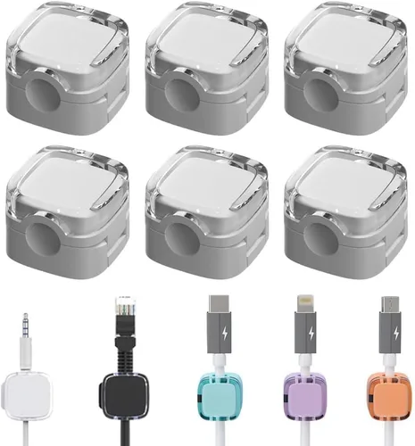 Miniatura 9 de 6 Pack de Clips Magnéticos para Gestión de Cables, Organizador Magnético de Cables Nuevo 2024, Soporte de Almacenamiento de Cables de Carga USB