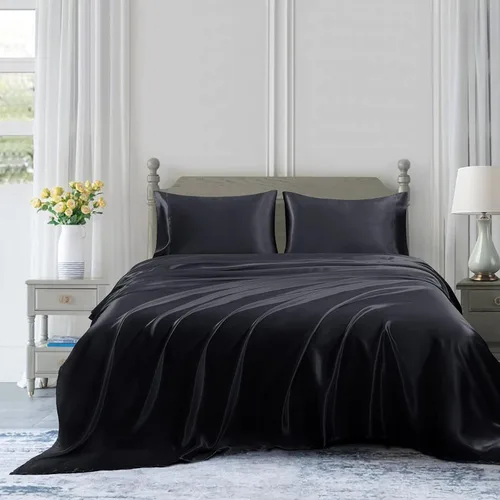 Miniatura 3 de Homiest Juego de sábanas de satén de 5 piezas para cama ajustable, juego de ropa de cama de satén sedoso de lujo con bolsillo profundo, 2 sábanas