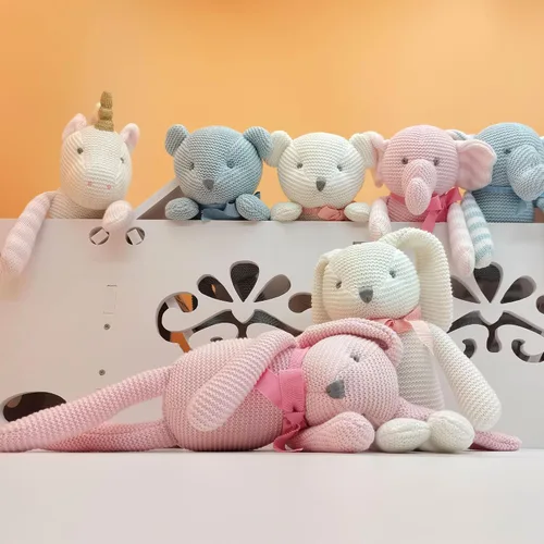 Miniatura 5 de FLUFFYFUN Juguete de peluche de conejo blanco de algodón 100% orgánico, 7.1 pulgadas, animal de peluche para recién nacido Conejito blanco