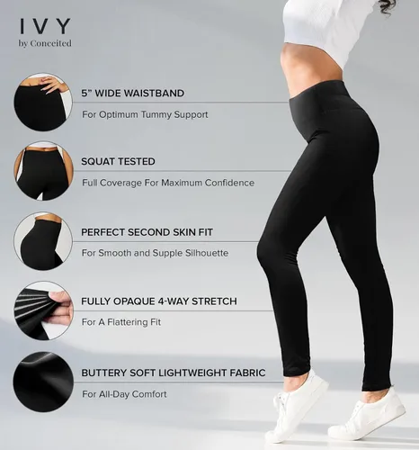 Miniatura 2 de Conceited - Leggings de cintura alta, pantalones cortos, capri y de longitud completa, muy suaves, talle alto de 5 pulgadas, talla regular