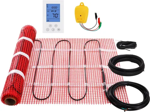 Miniatura 15 de VEVOR Tapete de calefacción de suelo, 30 pies cuadrados, sistema de calefacción eléctrica radiante en el suelo con termostato digital de detección