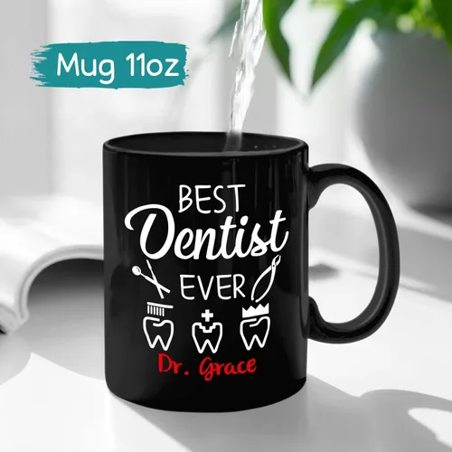 Miniatura 4 de El mejor regalo para dentista, regalo personalizado para dentista, apreciación del dentista, taza de oficina dental, taza de odontología, regalo