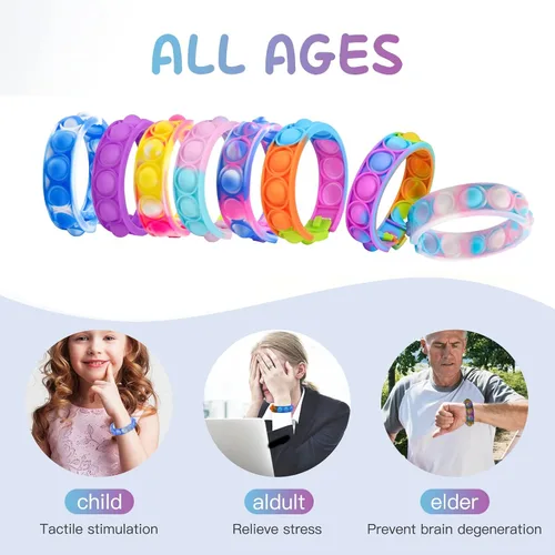 Miniatura 4 de 40 pulseras de juguetes para ansiedad, recuerdos de fiesta de Navidad, pulseras de burbujas, juguetes sensoriales para aliviar el estrés