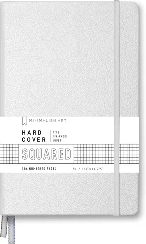 Miniatura 22 de Minimalism Art, Premium Hard Cover Notebook Journal, X-Large Size, Master A4 8.3" x 11.4", 186 Numbered Pages, Gusseted Pocket, Ribbon Bookmark