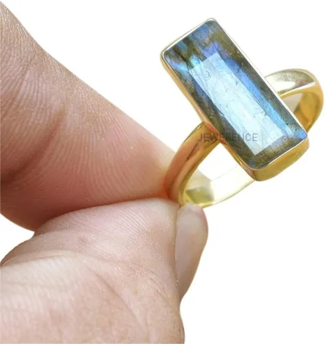 Miniatura 39 de Anillo de plata de ley maciza superpuesta de oro amarillo de 18 quilates para mujer, anillo de compromiso de plata esterlina, juego de bisel