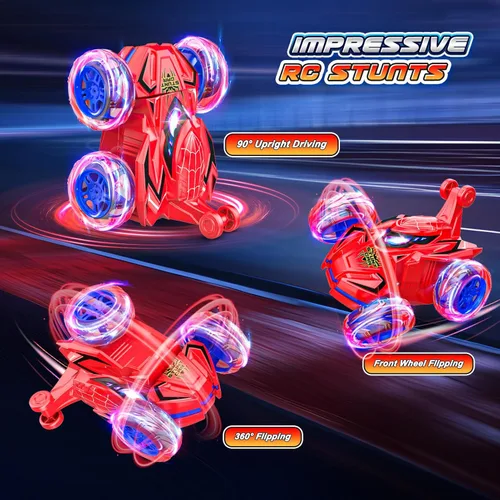 Miniatura 2 de Coche a Control Remoto, Juguetes para Niños de 4 a 6 años, 6 a 8, 8 a 12 años, Rotación de 360°, 2.4 GHz, Coches RC de Acrobacias Rápidas con Luces