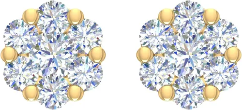 Miniatura 3 de Aretes de diamantes en racimo de 14 a 1 quilate en oro de 10 quilates o platino 950