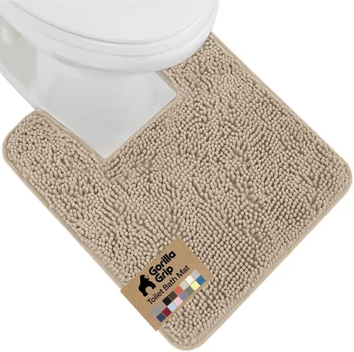 Miniatura 61 de Gorilla Grip - Tapete de baño afelpado, absorbente, peludo, de felpilla, para base de inodoro cuadrada, reverso de goma, suave, de microfibra, claro