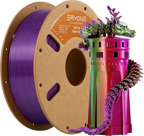 Miniatura 18 de ERYONE Filamento de ácido poliláctico (PLA) de seda bicolor para impresora 3D, de 1.75 mm +/- 0.03 mm, carrete de cartón de 1 kg (2.2 libras)