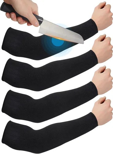 Geyoga 2 pares de mangas protectoras de brazo, protectores de brazo para piel delgada y moretones, mangas resistentes a cortes para hombres y Negro