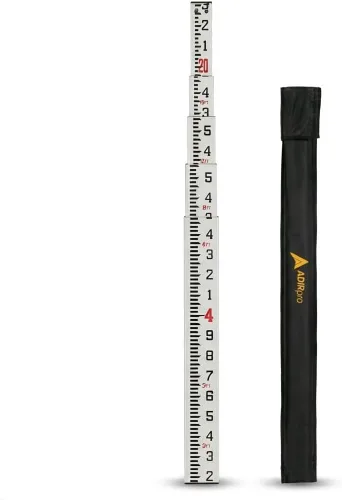 Miniatura 6 de AdirPro Varilla de Grado de Fibra de Vidrio de 13 Pies – Décimas, Varilla de Nivelación Rectangular Telescópica de 3 Secciones – Anti-reflejo
