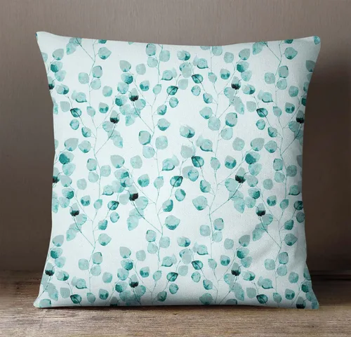 Miniatura 2 de S4Sassy Funda de almohada decorativa india verde azulado con estampado de hojas, funda de almohada para sofá, 20 x 20 pulgadas