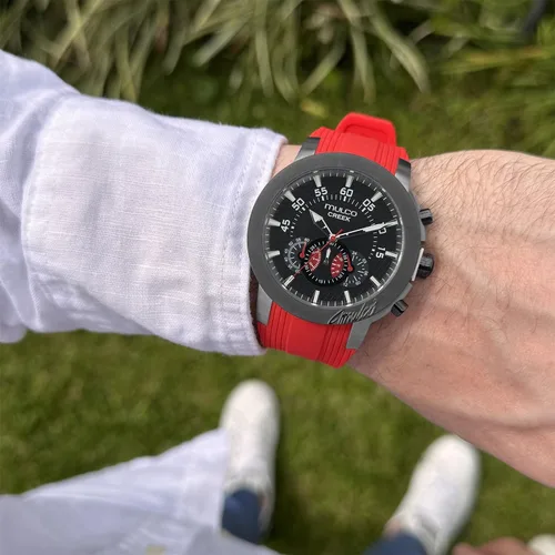 Miniatura 32 de MULCO Relojes para hombre - Creek, caja de acero inoxidable con correa de silicona para la muñeca, movimiento multifuncional de cuarzo, pantalla