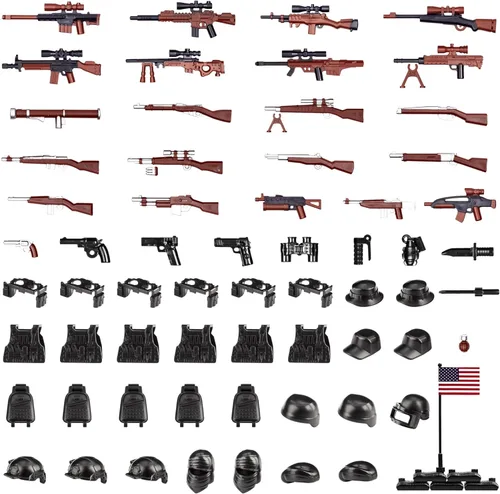 Miniatura 19 de 51 piezas de figuras de soldados de juguete, armas de camuflaje de Estados Unidos, juego de juguetes de batalla del ejército, paquete de armas, kits