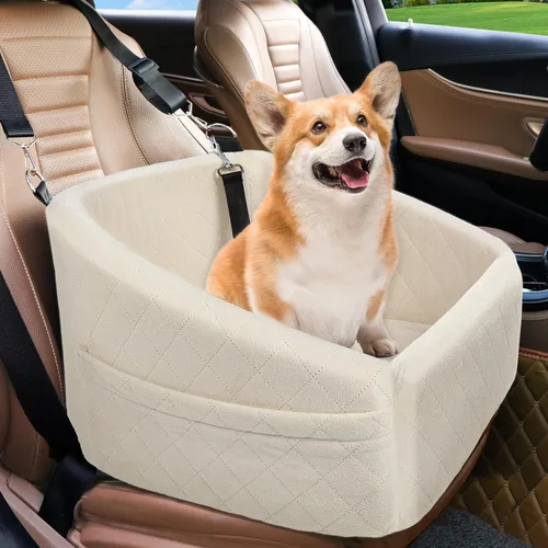 Miniatura 14 de NEEZUKAR Asiento de automóvil para perros pequeños, asiento elevador desmontable y lavable para perros de menos de 30 libras, asiento de automóvil