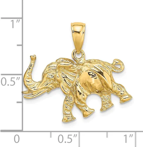 Miniatura 3 de Colgante de oro amarillo macizo de 14 k con perfil de elefante 3-D, 0.984in x 0.906in