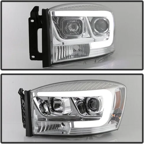 Miniatura 2 de ACANII - Para 2006-2008 Dodge Ram 1500 2500 3500 Truck LED Tube Projector Faros delanteros del lado del conductor y del pasajero