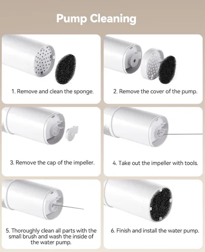 Miniatura 4 de 6 paquetes de filtros de repuesto inalámbricos para fuente de agua para perros y 6 paquetes de esponjas de filtro de bomba compatibles con fuente