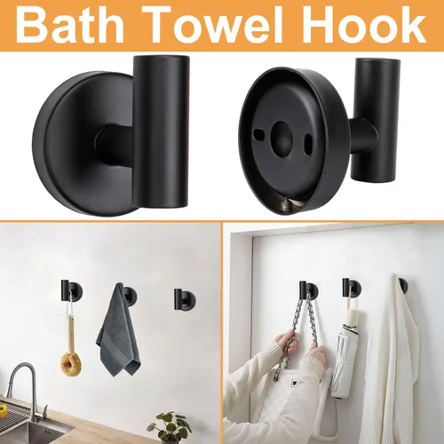 Miniatura 6 de TocTen Juego de Accesorios para Baño, Juego de Barras para Toallas de Baño de Acero Inoxidable Grueso Incluyendo Toallero para Baño+Portapapel Negro