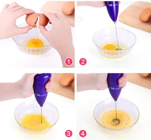 Miniatura 5 de Ochine Batidor eléctrico de huevos Mezclador de mano, mini espumador de leche, batidor de acero inoxidable, herramientas de cocina, mini mezclador