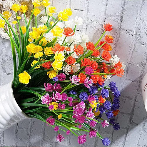 Miniatura 3 de 8 paquetes de flores falsas para decoración del hogar, porche delantero, flores artificiales para exteriores, ramo de boda, flores sintéticas