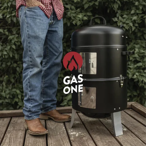 Miniatura 3 de GasOne - Ahumador vertical con termómetro – Ahumador de carbón resistente de 16 pulgadas – Ahumador multiusos para barbacoa de carbón