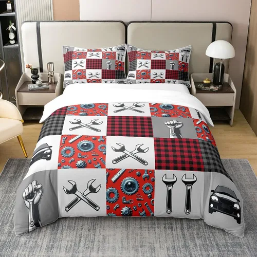 Miniatura 21 de Juego de ropa de cama tamaño King 100% algodón con notas musicales de piano y clave musical, juego de ropa de cama para niños y niñas, diseño retro
