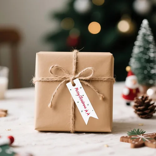 Miniatura 4 de G2PLUS Pequeñas etiquetas de Feliz Navidad – 100 etiquetas de regalo de Navidad de ciervos, etiqueta de regalo de papel blanco de 2.8 x 0.8 pulgadas
