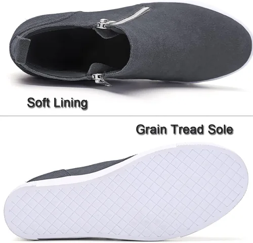 Miniatura 5 de Athlefit - Zapatos deportivos de cuña de plataforma para mujer, con tacón oculto, botines de cuña oculta
