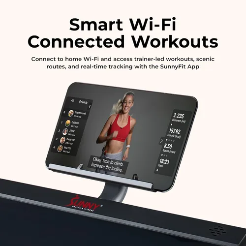 Miniatura 3 de Sunny Health & Fitness Auto Incline Decline Treadmill for Home with Smart Connectivity and Interactive Console, Smooth and Quiet Motor with Cushion