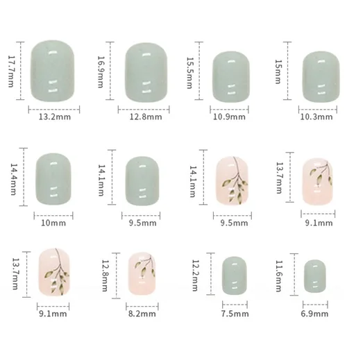 Miniatura 3 de Uñas postizas a presión de forma de ataúd de longitud corta, 24 piezas, uñas postizas brillantes de cobertura completa reutilizables con pegamento