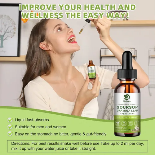Miniatura 8 de Extracto de hojas de guanábana pura Lukaree, gotas líquidas de amargos de graviola concentradas 10X para inmunidad, digestión y energía, extraídas