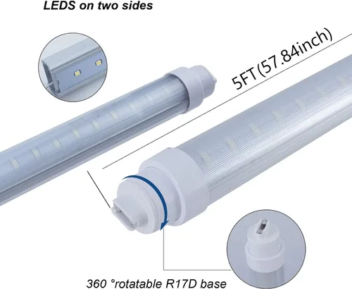 Miniatura 3 de Paquete de 6 tubos LED T10 de 5 pies y 30 W, luz de tienda de doble cara giratoria de 360 °, base R17D, derivación de balasto de 5 pies, iluminación