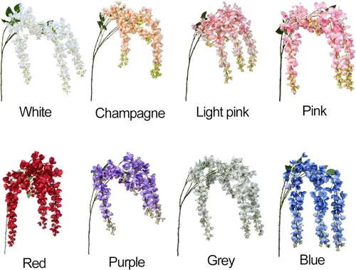 Miniatura 6 de Arbusto de flores colgantes de glicina blanca artificial, 2 piezas de 38.2 pulgadas, guirnalda de glicina de seda falsa, flores de glicina, Blanco