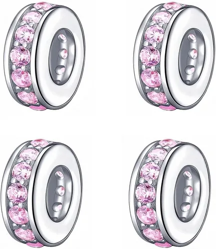Miniatura 21 de 925 plata esterlina espaciador encanto grano con CZ transparente para pulseras Pandora Charms