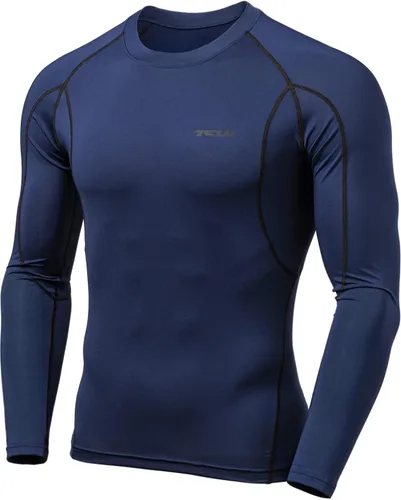 TSLA - Paquete de 1 o 3 camisas de compresión de manga larga FPU 50+ para hombre, camisa de entrenamiento atlético, protector de erupción para