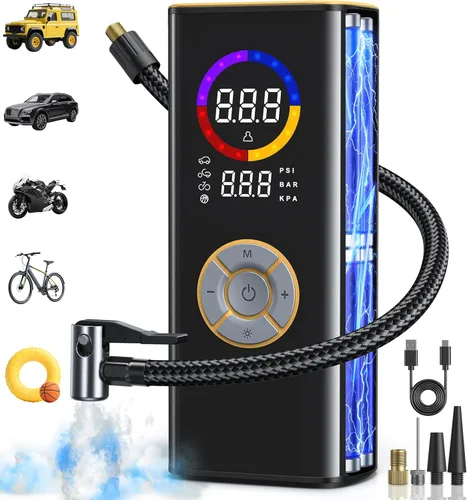Miniatura 10 de Inflador de Neumáticos Compresor de Aire Portátil - Bomba de Aire Rápida Inalámbrica para Neumáticos de Coche, Bomba de Aire Eléctrica de 150 PSI
