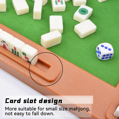 Miniatura 7 de drizzle Set de Mahjong de viaje 6 en 1 con mesa de Mahjong - 146 azulejos tamaño portátil Mah-Jongg - dibujos de tamaño póker de peces, gambas