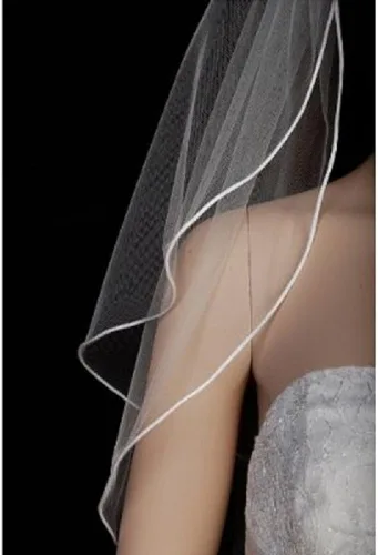 Miniatura 3 de Tienda de jengibre boda 2T Oval velo nupcial largo borde satinado