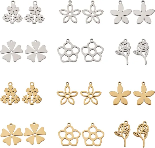 Craftdady Colgantes de eslabones de conector de acero inoxidable, colgantes de mariposa con marco de metal, adornos colgantes para hacer joyas,