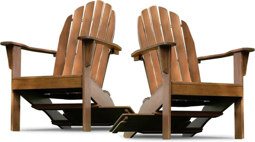 Miniatura 7 de Cambridge Casual Silla Adirondack Magnolia de madera maciza de 2 piezas con mesa de bandeja, color negro