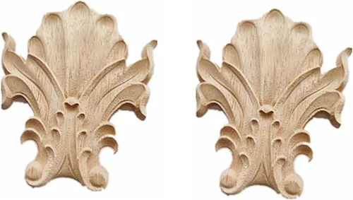 Miniatura 12 de 2 calcomanías de talla de madera sin pintar, apliques de madera tallada para muebles de bricolaje, apliques para pared, cama, puerta, armario, 7